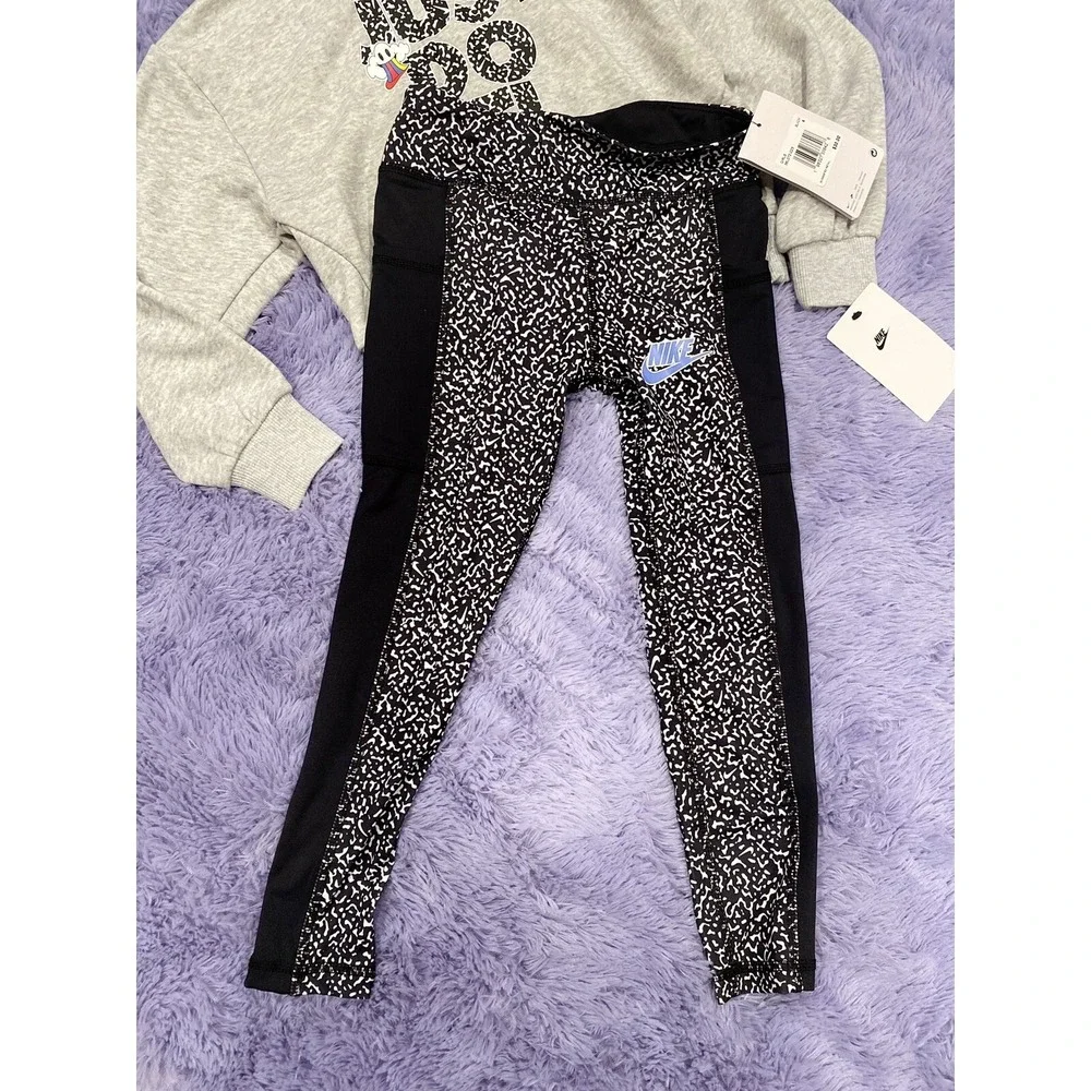 NWT Nike Girl's Cropped Pullover‎ Sweatshirt Pants Leggings 2pc Set Size 6